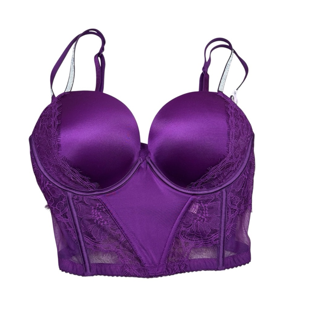 NWT Victoria’s Secret Very Sexy Double Rhinestone Strap Push Up Corset Bra Top